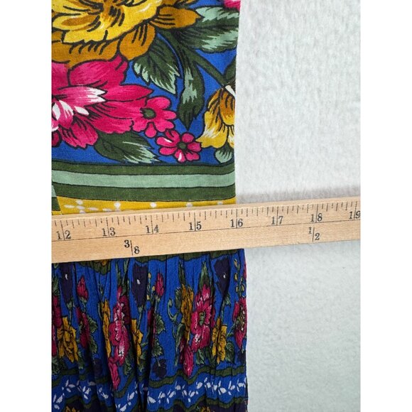 VTG Jasmine by KVM floral colorful crinkle button down maxi dress sz S - Picture 6 of 10